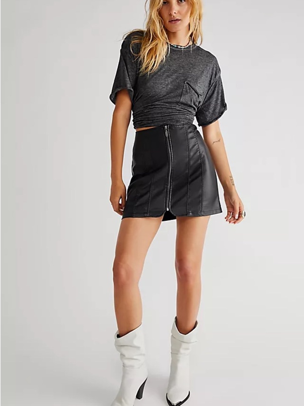 NWT Free People Layla Leather Mini Skirt with